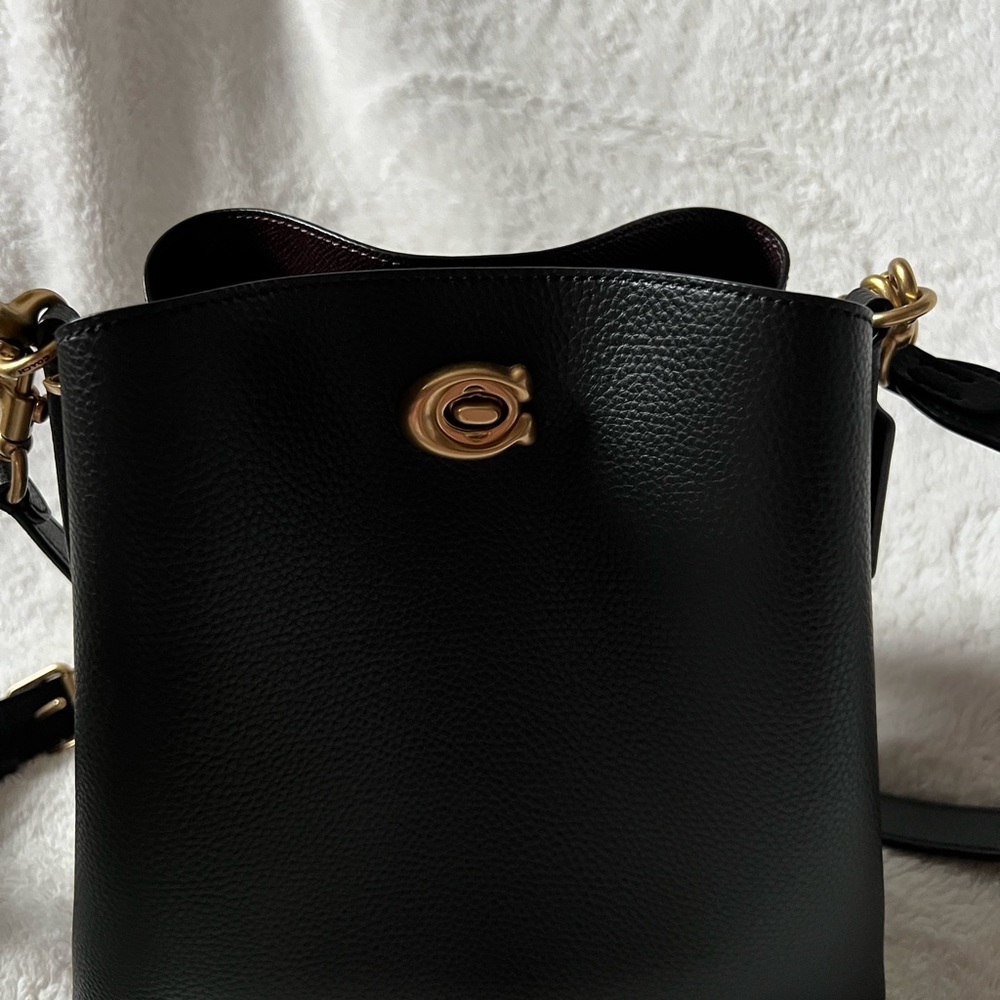 Black Coach Willow Leather Bucket Bag